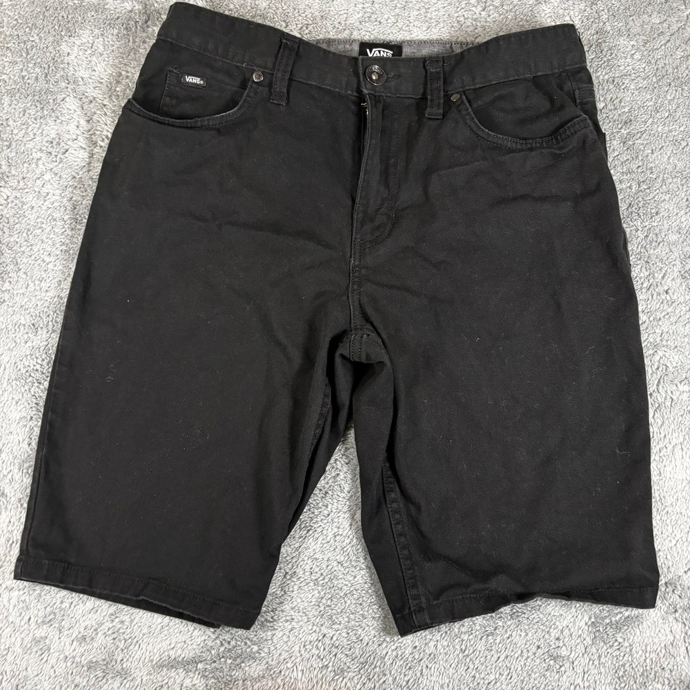 Vans Mens Size 28 Black Chino Shorts Skate Casual 5 Pocket Cotton Blend